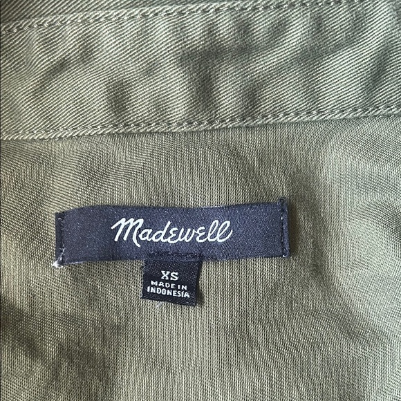 Madewell Mini Shirtdress Longsleeve Button Down with Pockets Green Women Size XS - Picture 3 of 14